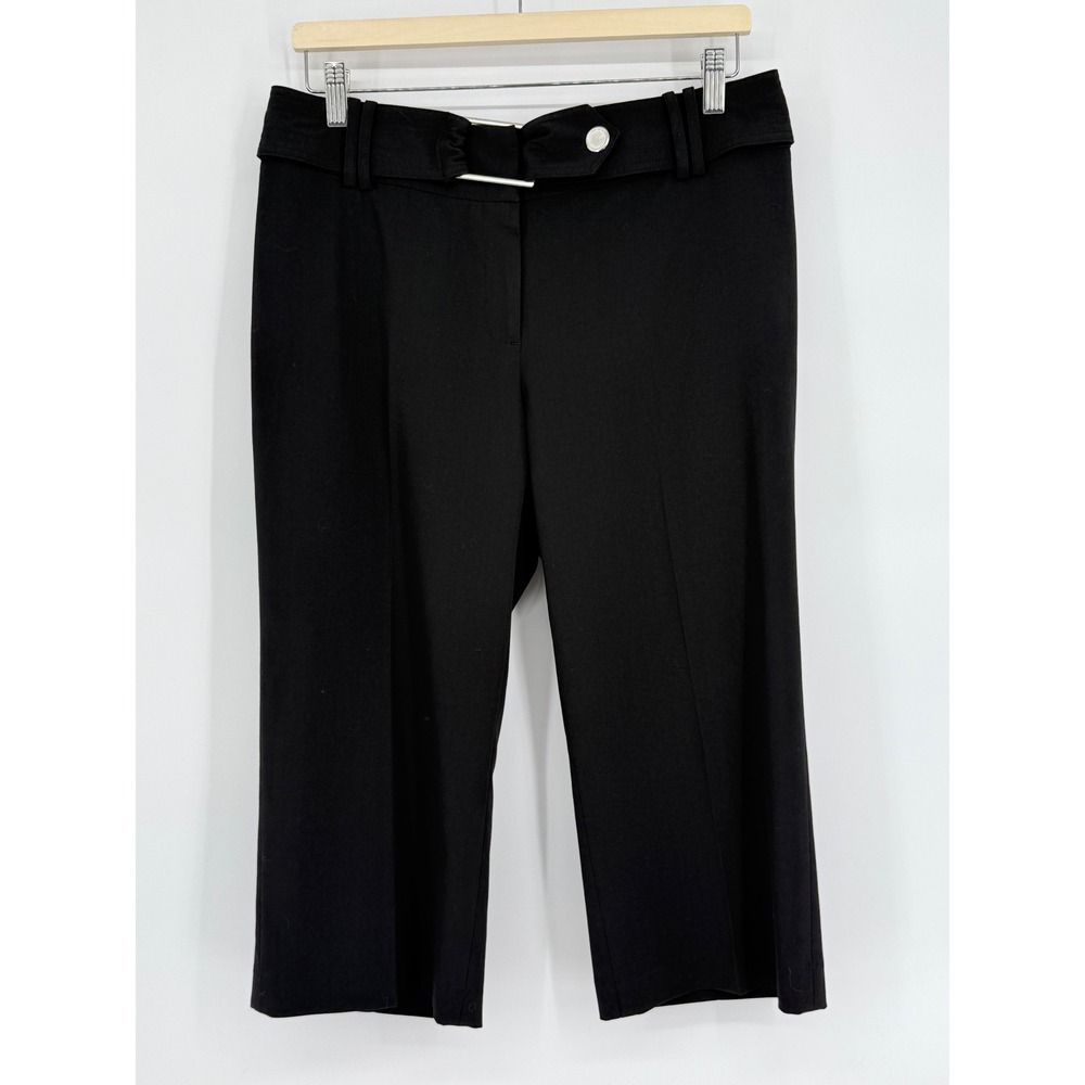 Cato Black Wide Leg Belted‎ Cropped Pants Women's Size 8